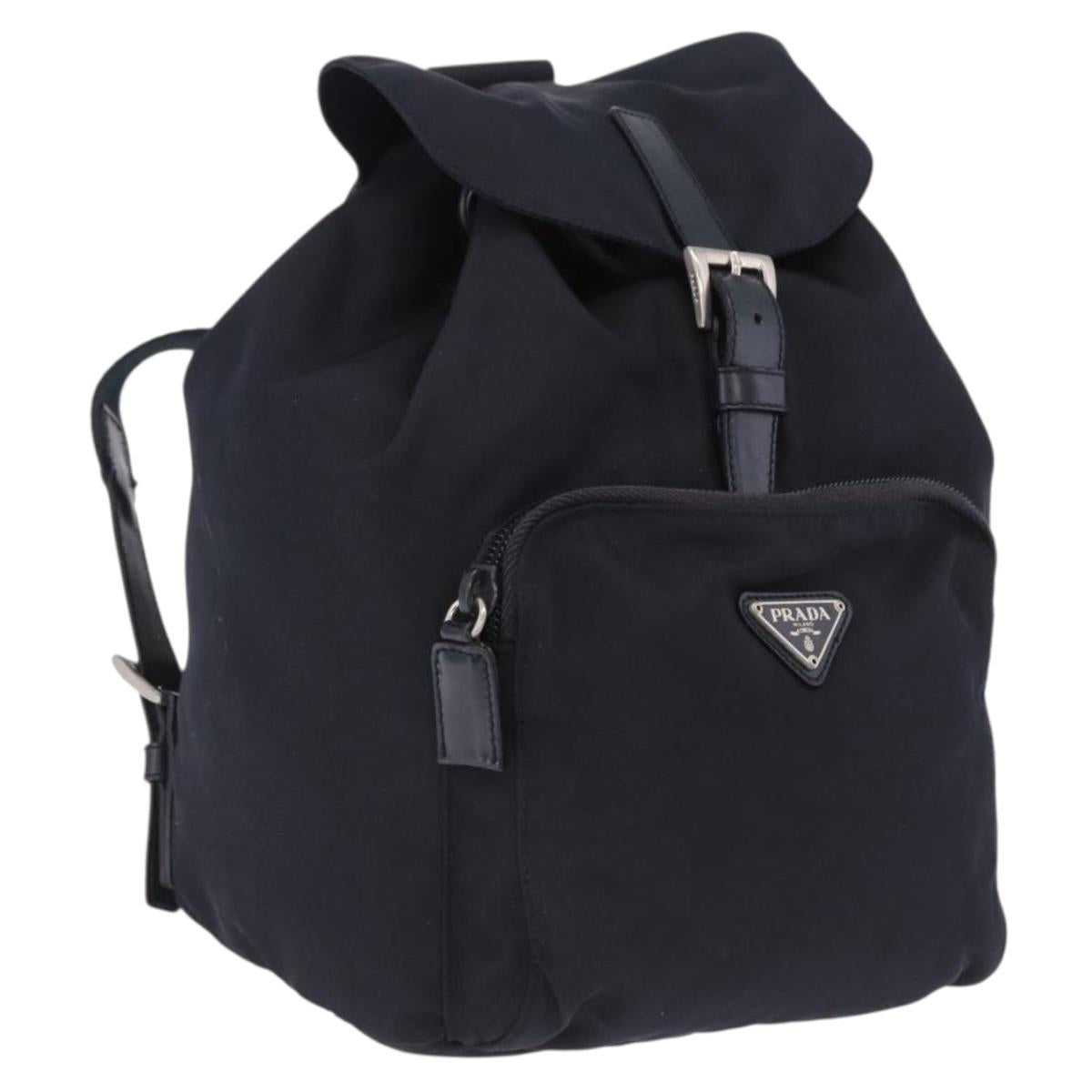 PRADA Backpack Nylon Black Silver Auth 199882A