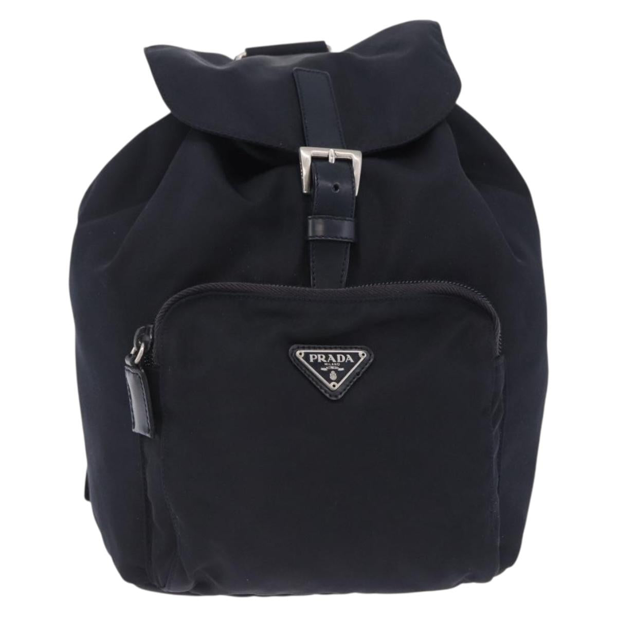 PRADA Backpack Nylon Black Silver Auth 199882A