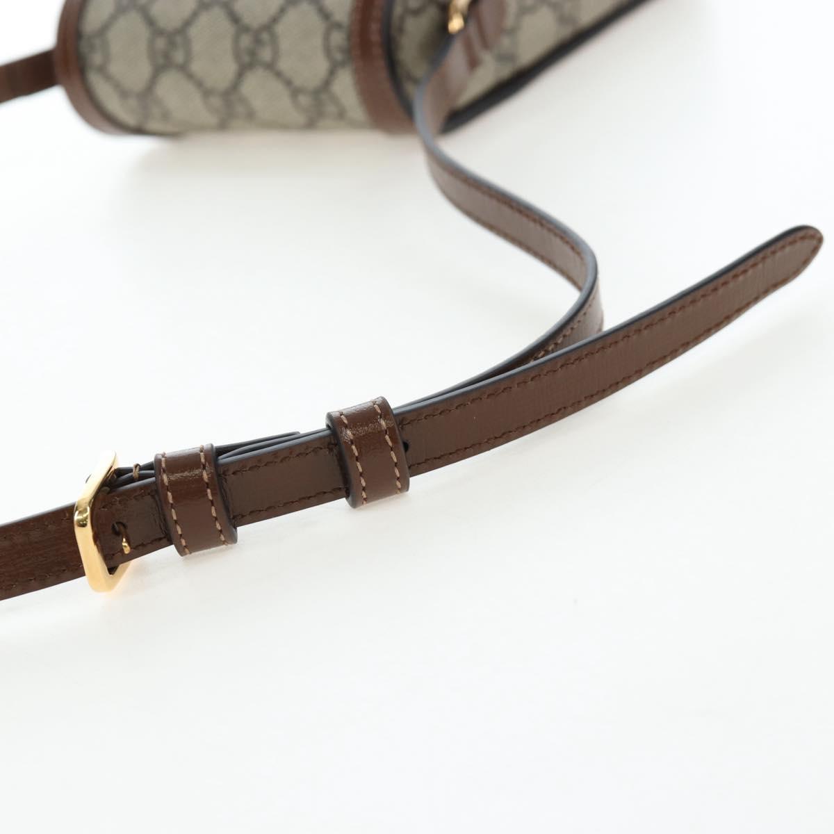 GUCCI GG Supreme Horsebit Shoulder Bag PVC Beige Gold 625615 Auth 199883V