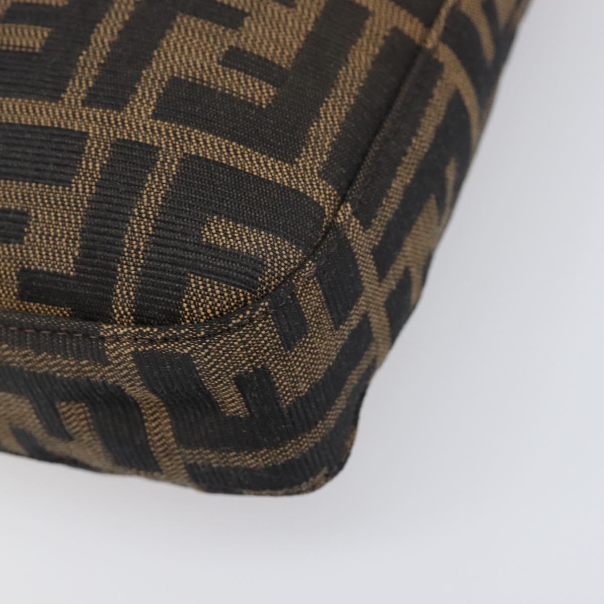 FENDI Zucca Canvas Mamma Baguette Shoulder Bag Black Brown Auth 199886V