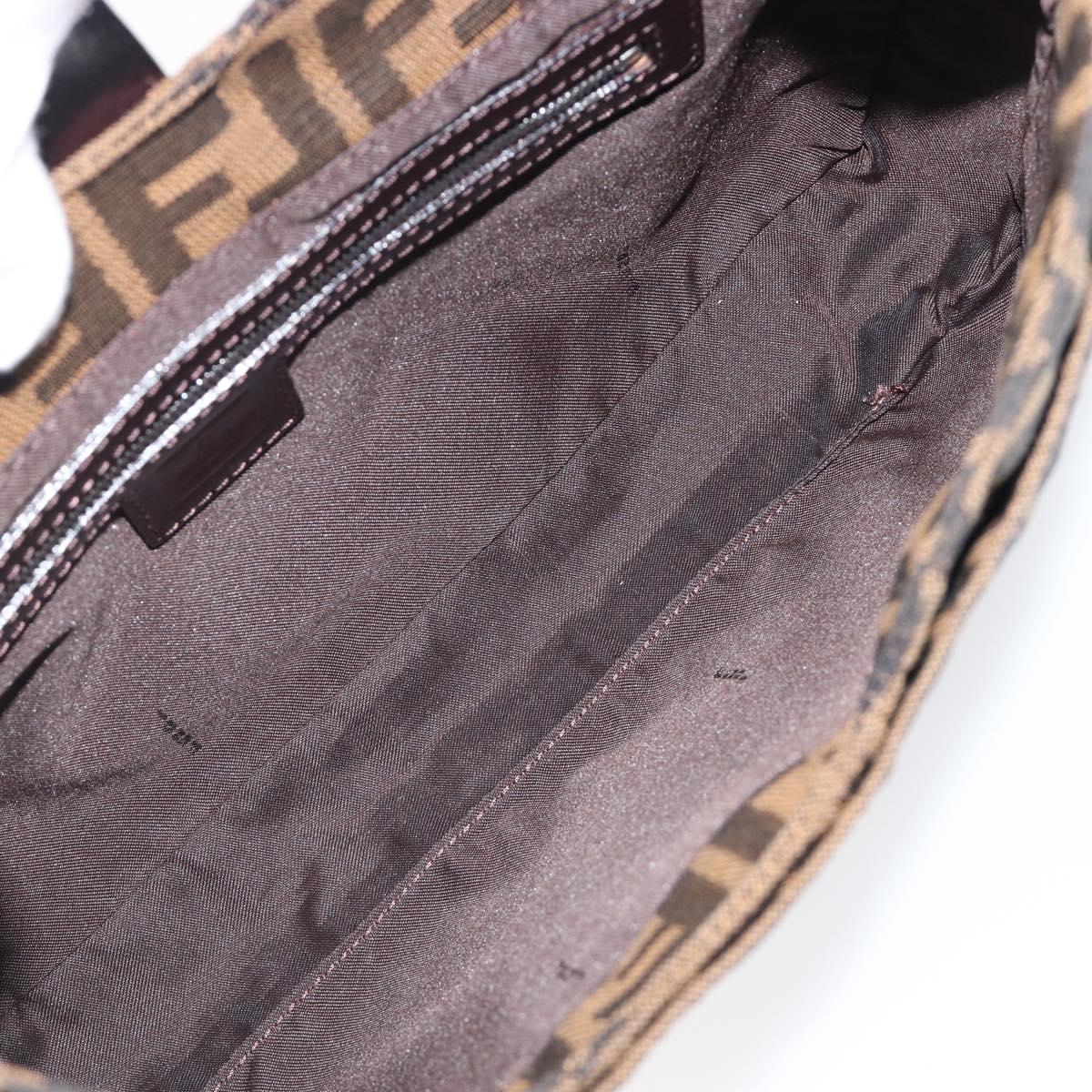 FENDI Zucca Canvas Mamma Baguette Shoulder Bag Black Brown Auth 199886V