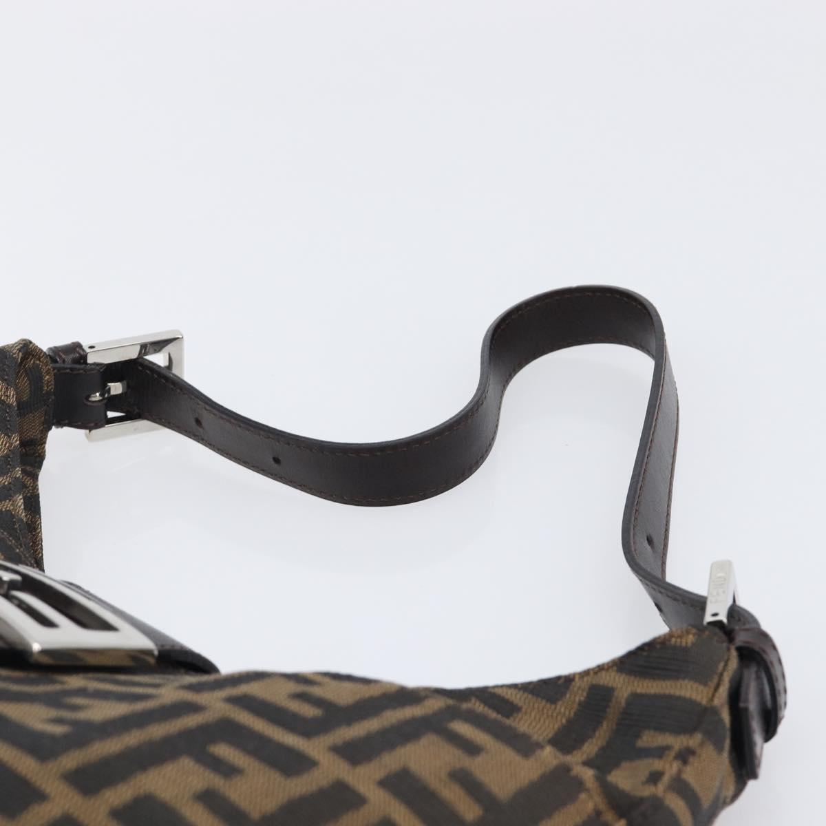 FENDI Zucca Canvas Mamma Baguette Shoulder Bag Black Brown Auth 199886V