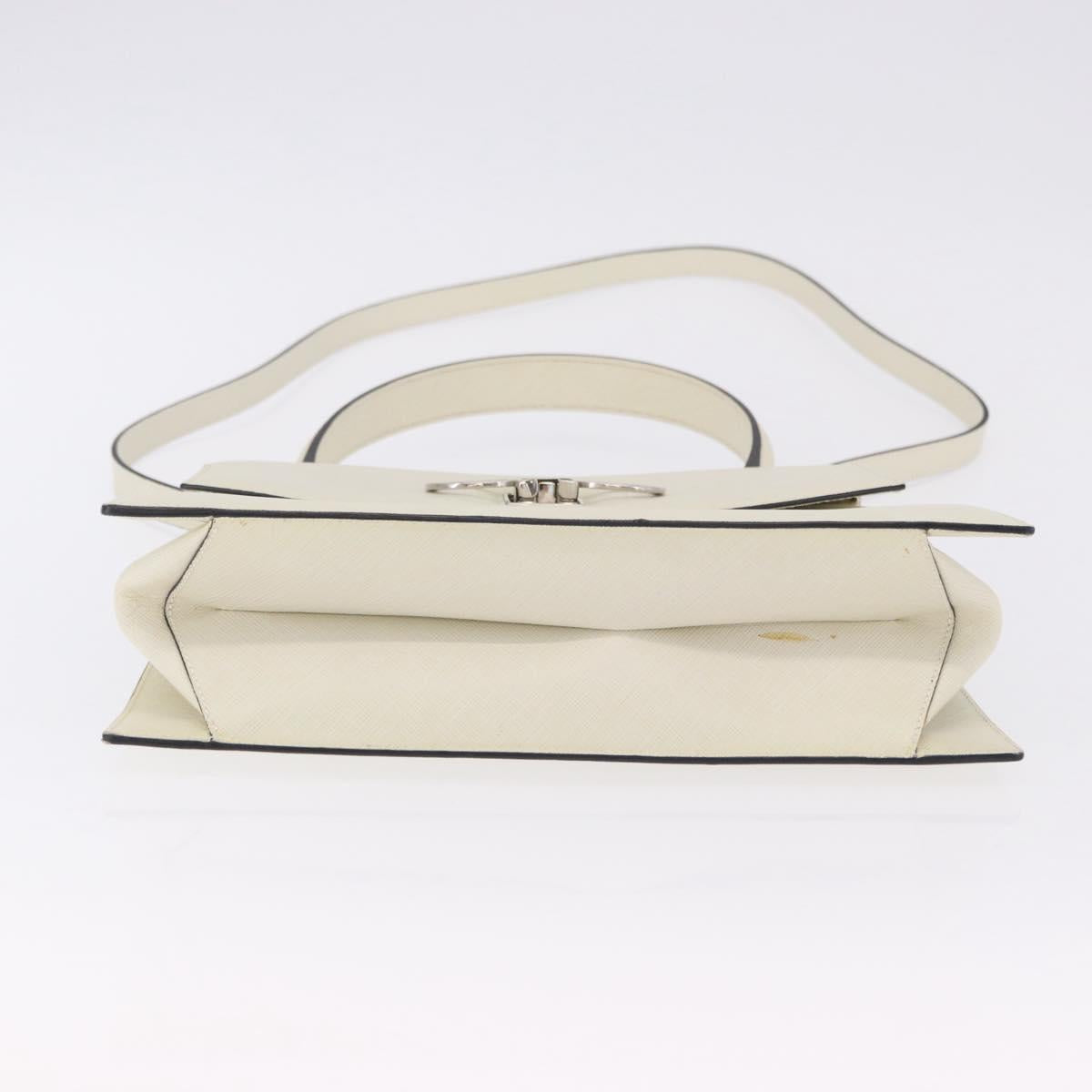 Salvatore Ferragamo Hand Bag Leather 2way Ivory Silver Auth 199898