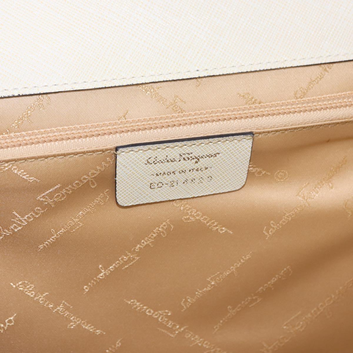 Salvatore Ferragamo Hand Bag Leather 2way Ivory Silver Auth 199898