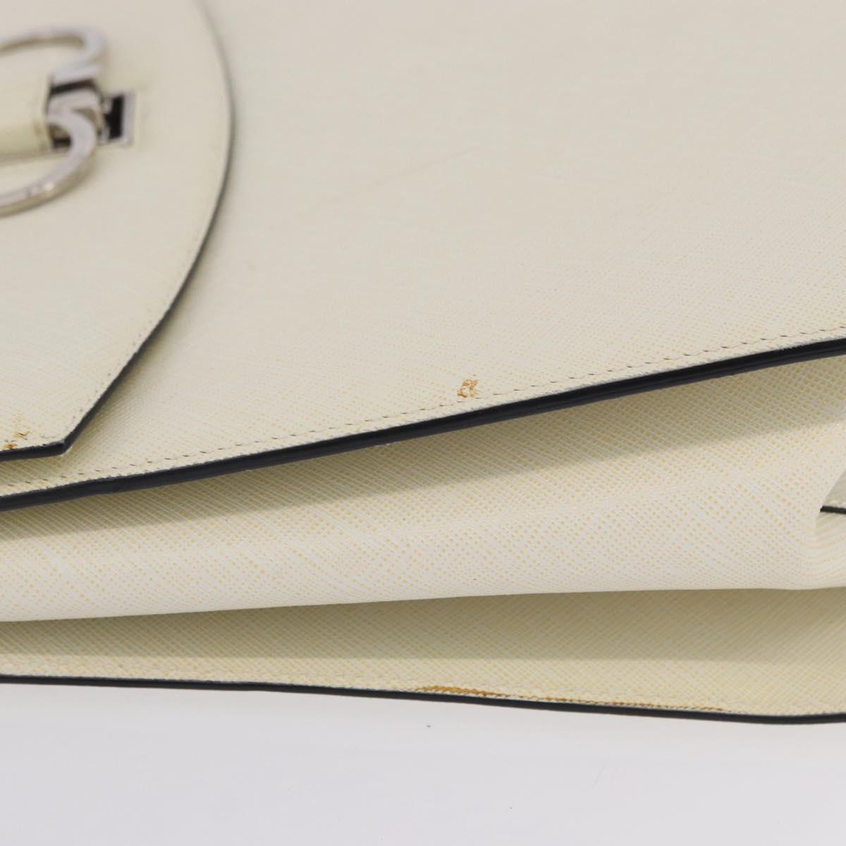 Salvatore Ferragamo Hand Bag Leather 2way Ivory Silver Auth 199898