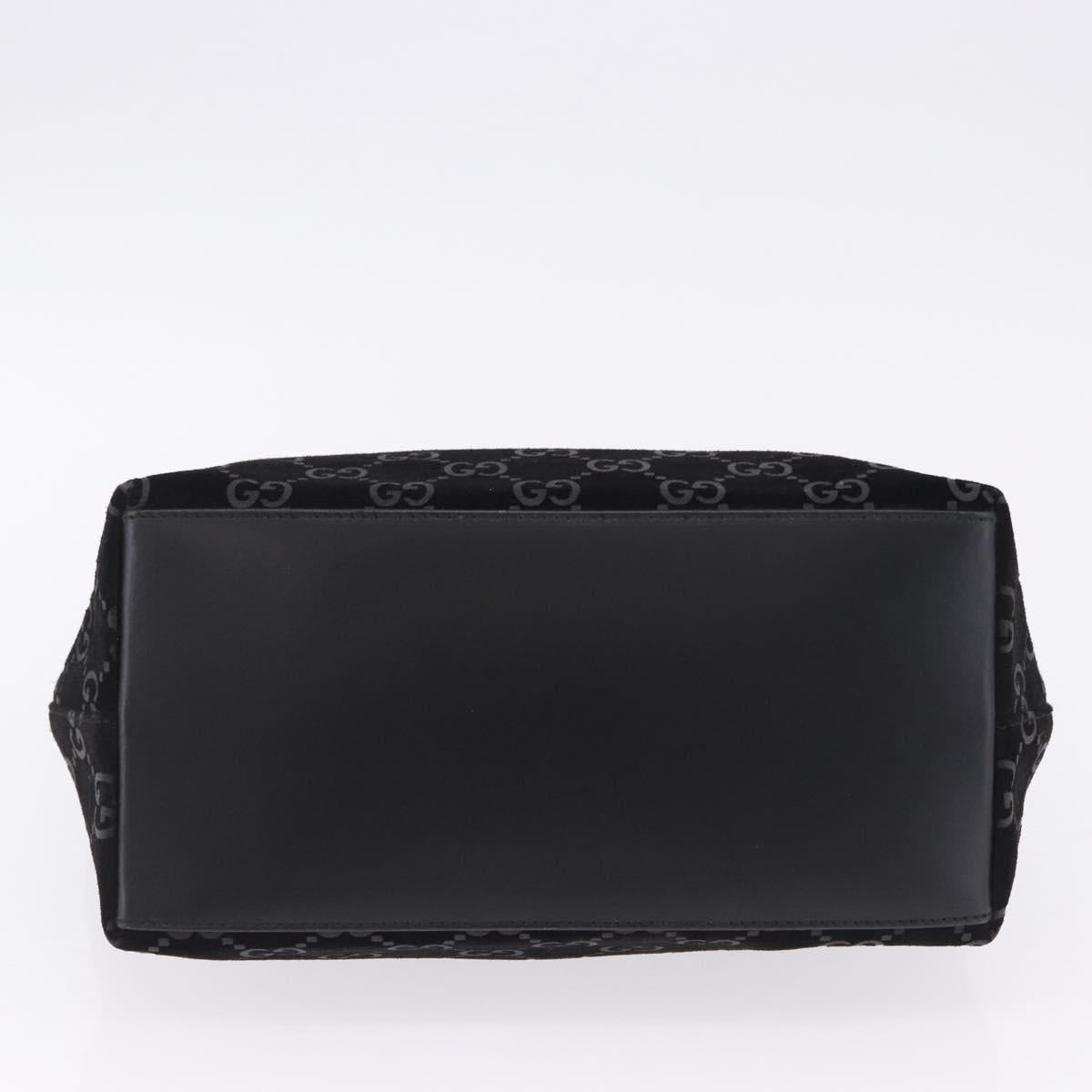 GUCCI GG Canvas Shoulder Bag Suede Black 001 3298 1669 Auth 199902A