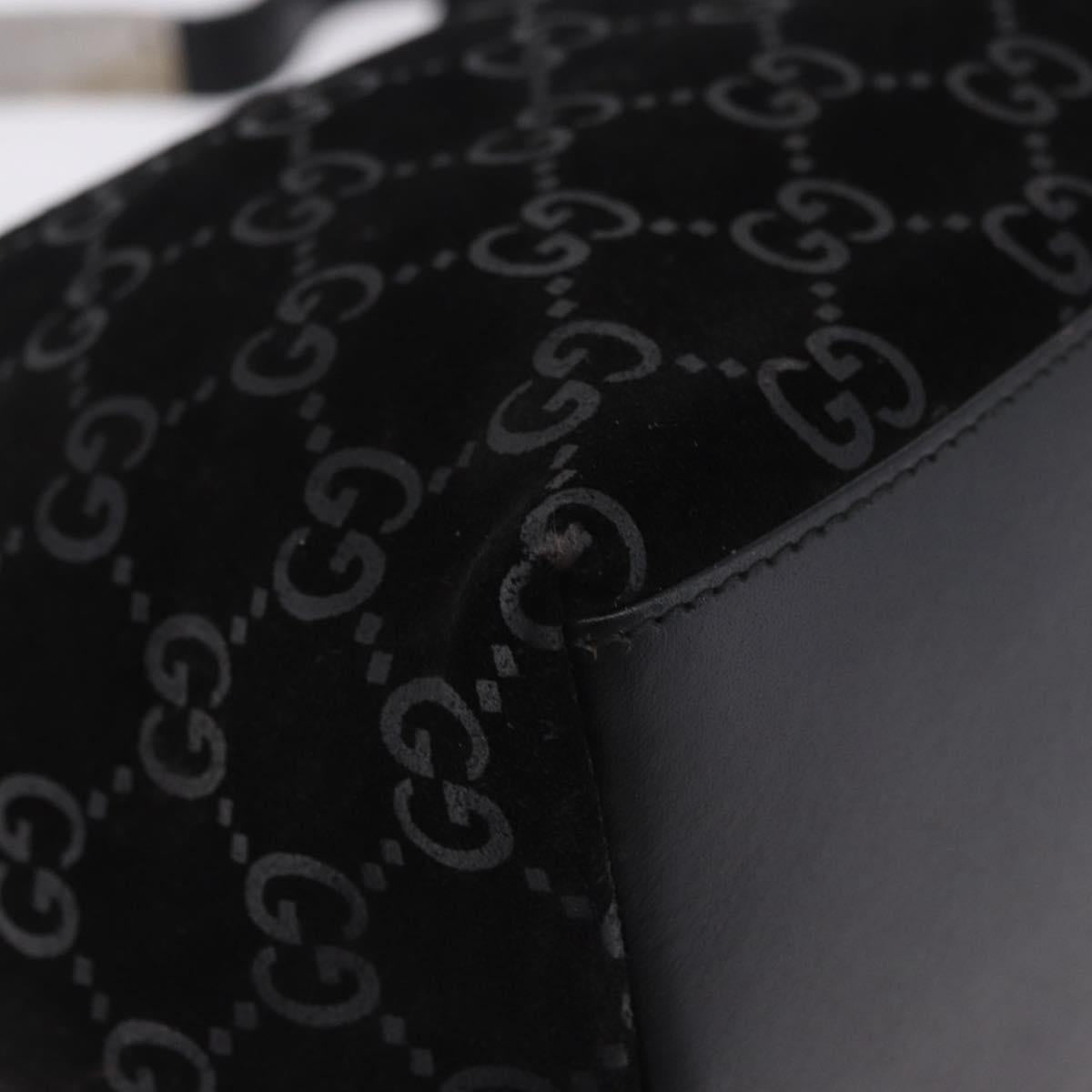 GUCCI GG Canvas Shoulder Bag Suede Black 001 3298 1669 Auth 199902A