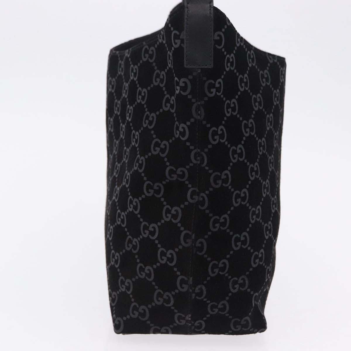 GUCCI GG Canvas Shoulder Bag Suede Black 001 3298 1669 Auth 199902A