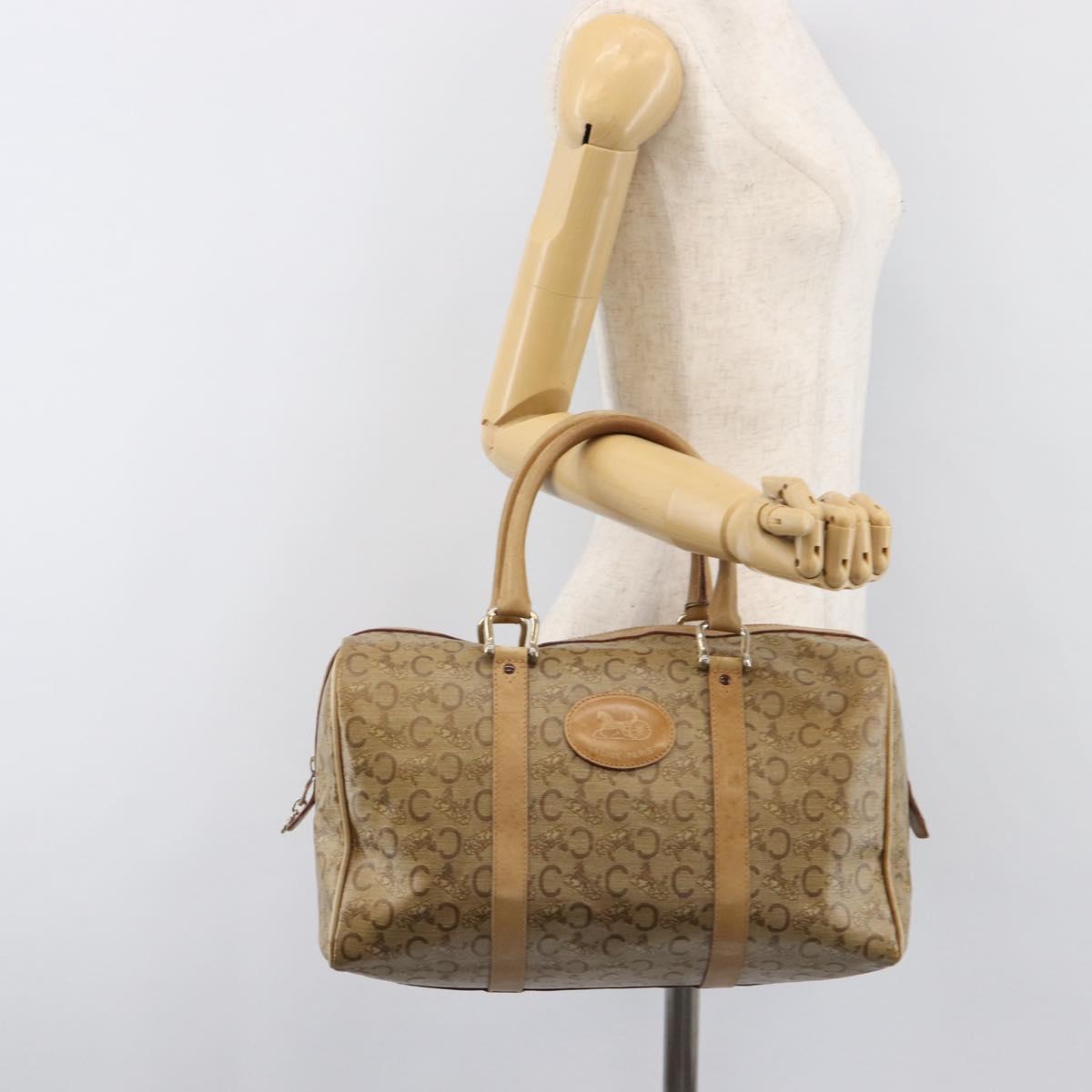 CELINE C Sulky Hand Bag PVC Beige Gold Auth 199903