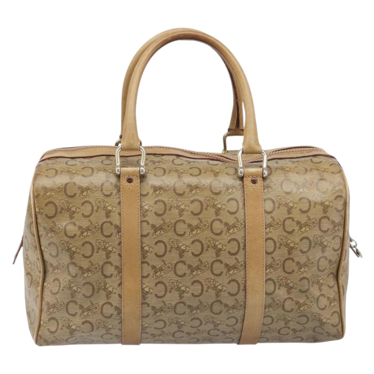 CELINE C Sulky Hand Bag PVC Beige Gold Auth 199903