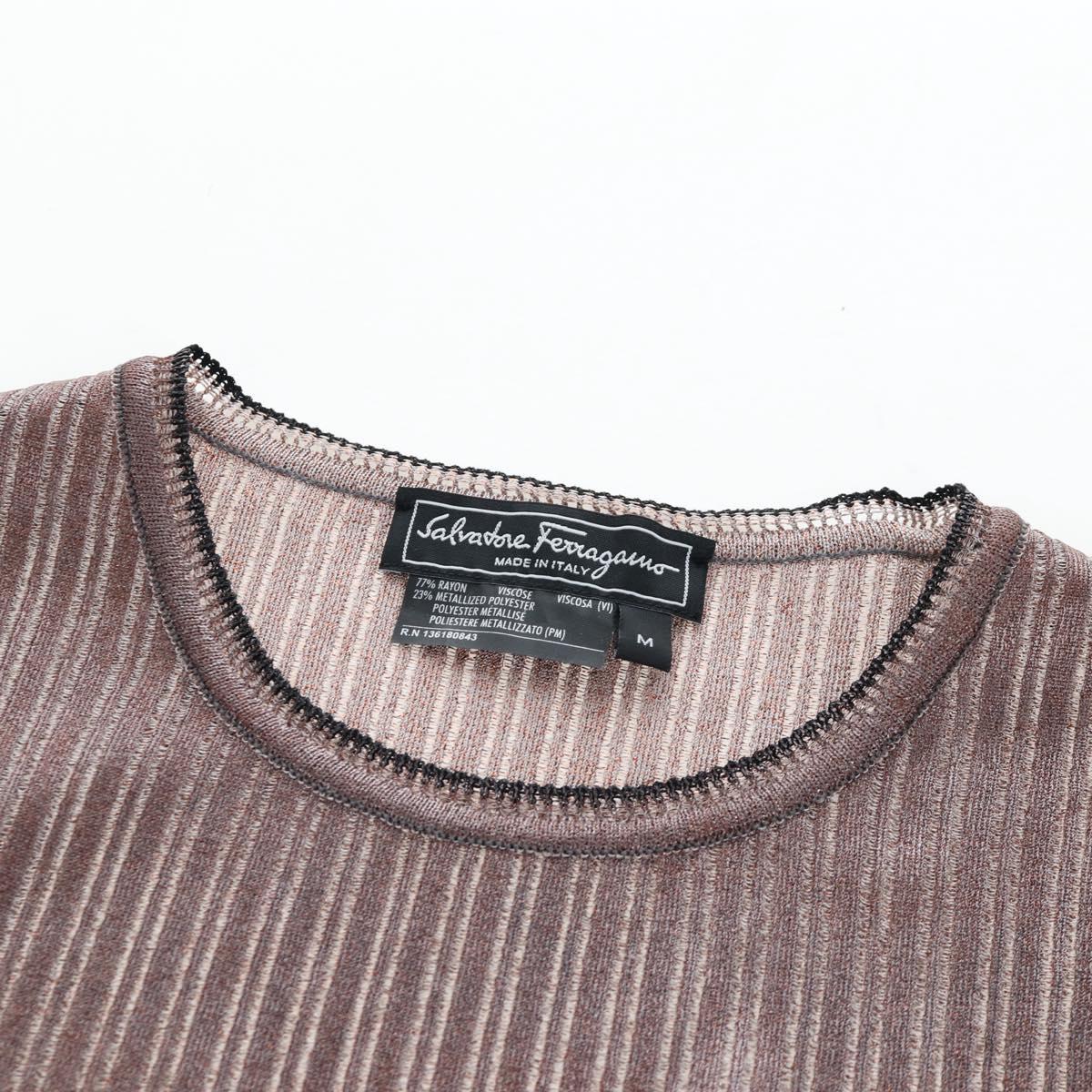 Salvatore Ferragamo Short Sleeved T-shirt Rayon M Brown Auth 199905V