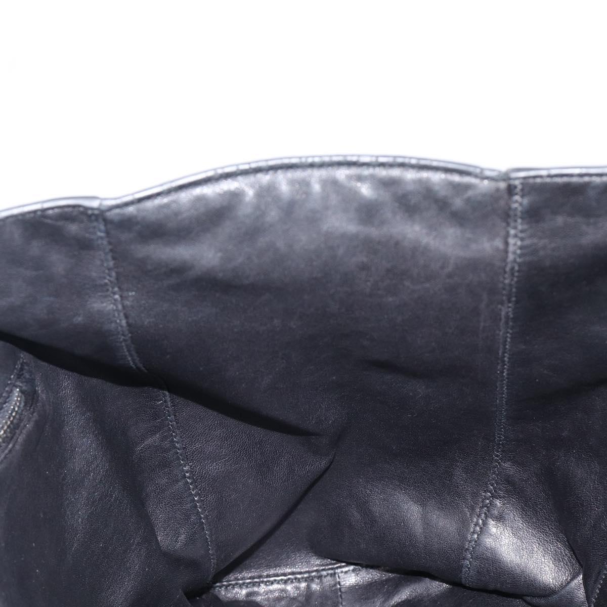 PRADA Tote Bag Leather Black Silver Auth 199907