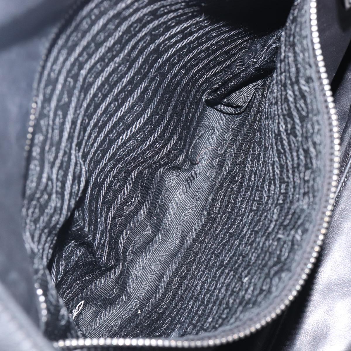 PRADA Tote Bag Leather Black Silver Auth 199907