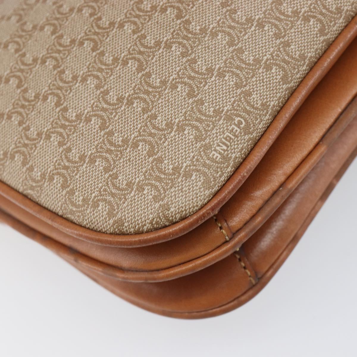 CELINE Macadam Canvas Shoulder Bag PVC Beige Gold Auth 199912