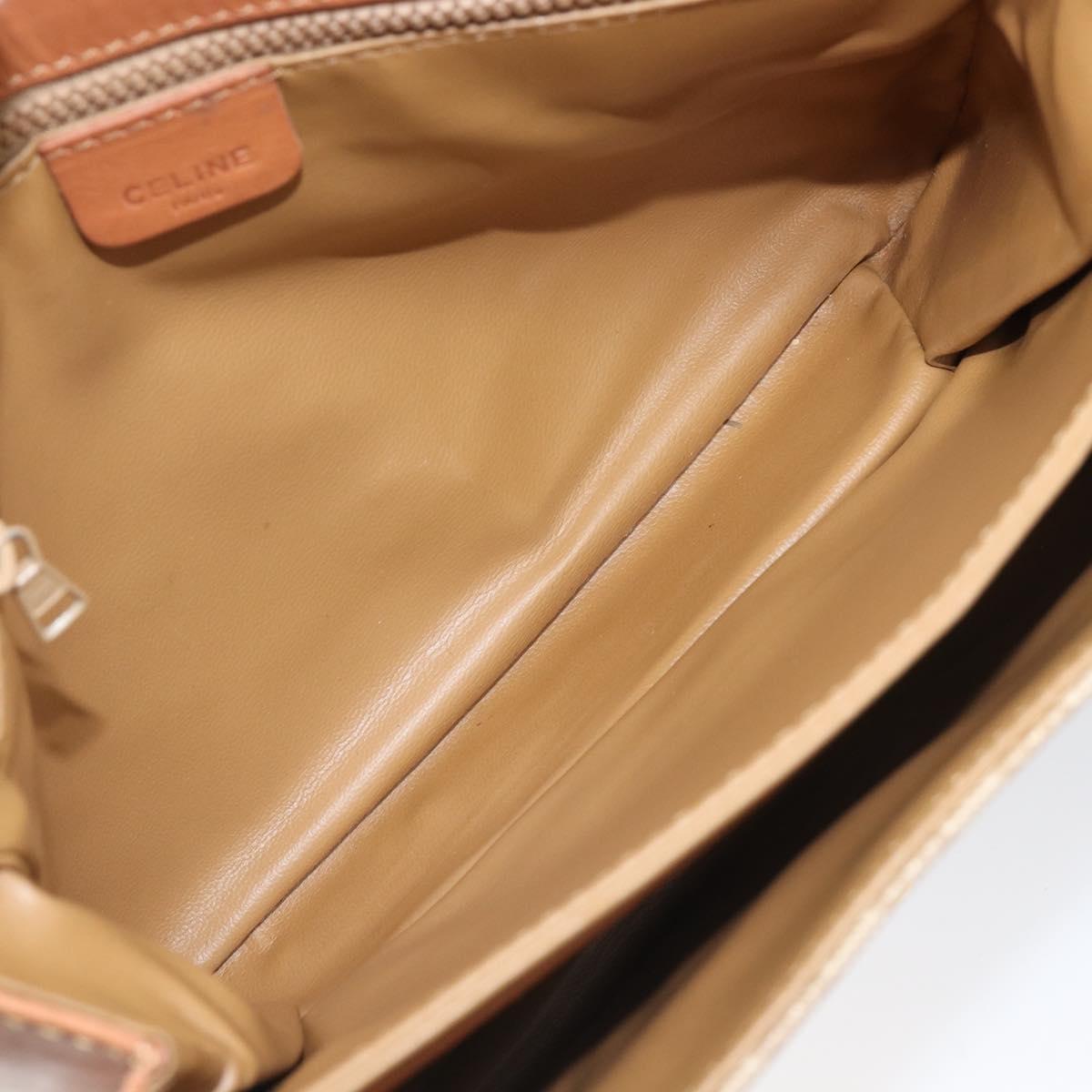 CELINE Macadam Canvas Shoulder Bag PVC Beige Gold Auth 199912
