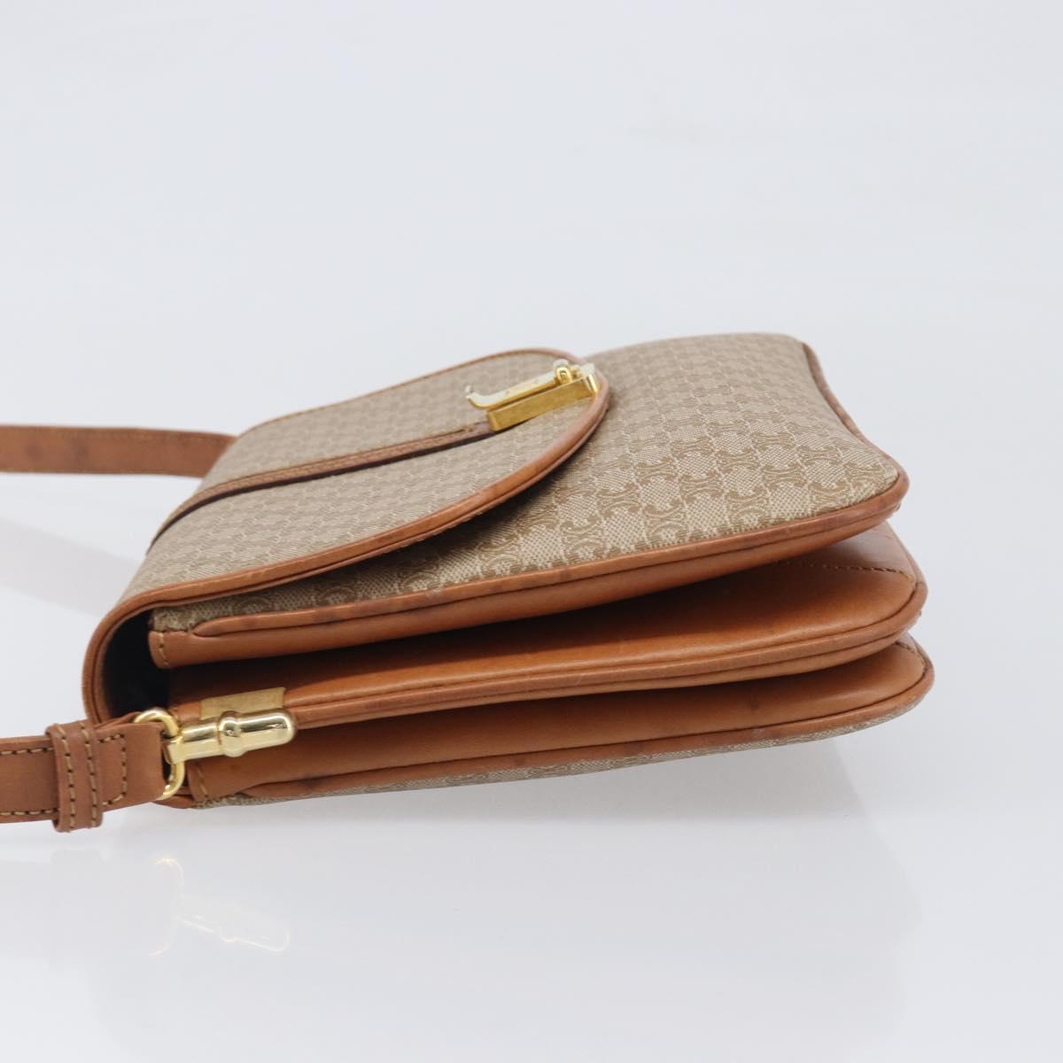 CELINE Macadam Canvas Shoulder Bag PVC Beige Gold Auth 199912