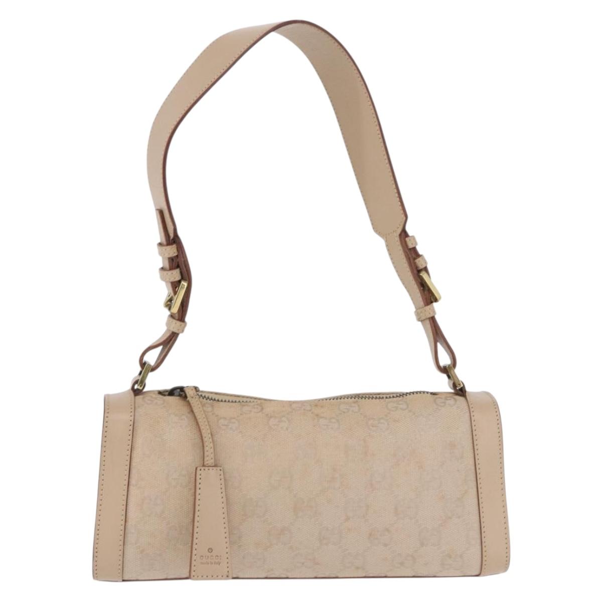 GUCCI GG Canvas Shoulder Bag Beige Gold 181092 Auth 199915