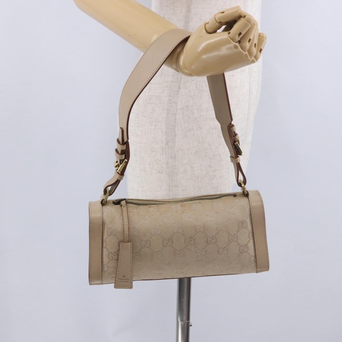 GUCCI GG Canvas Shoulder Bag Beige Gold 181092 Auth 199915