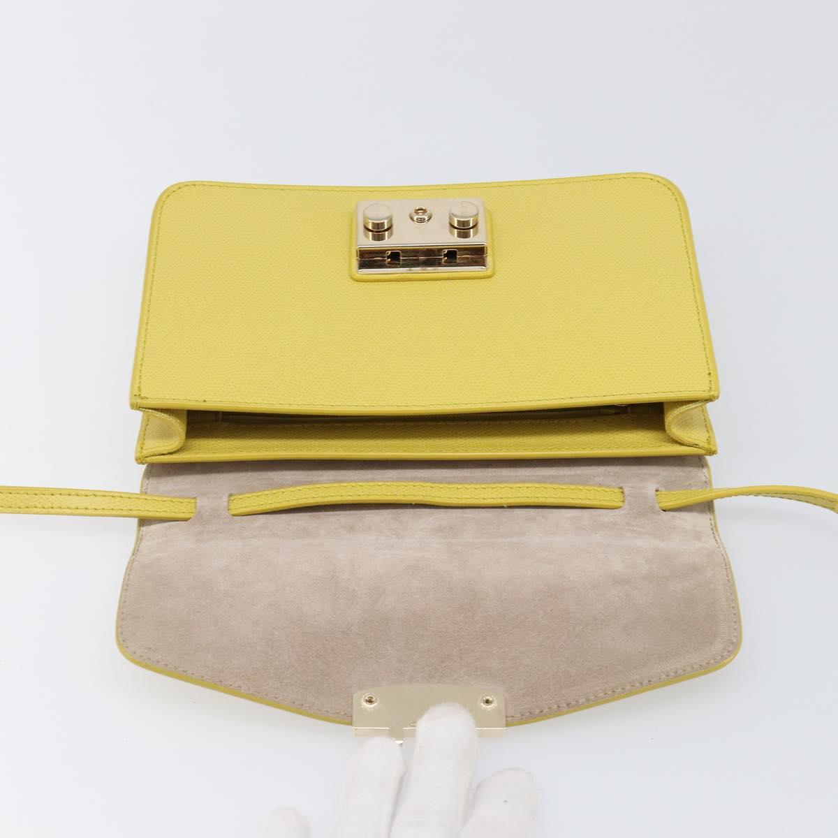 FURLA Shoulder Bag Leather Yellow Gold Auth 199917A