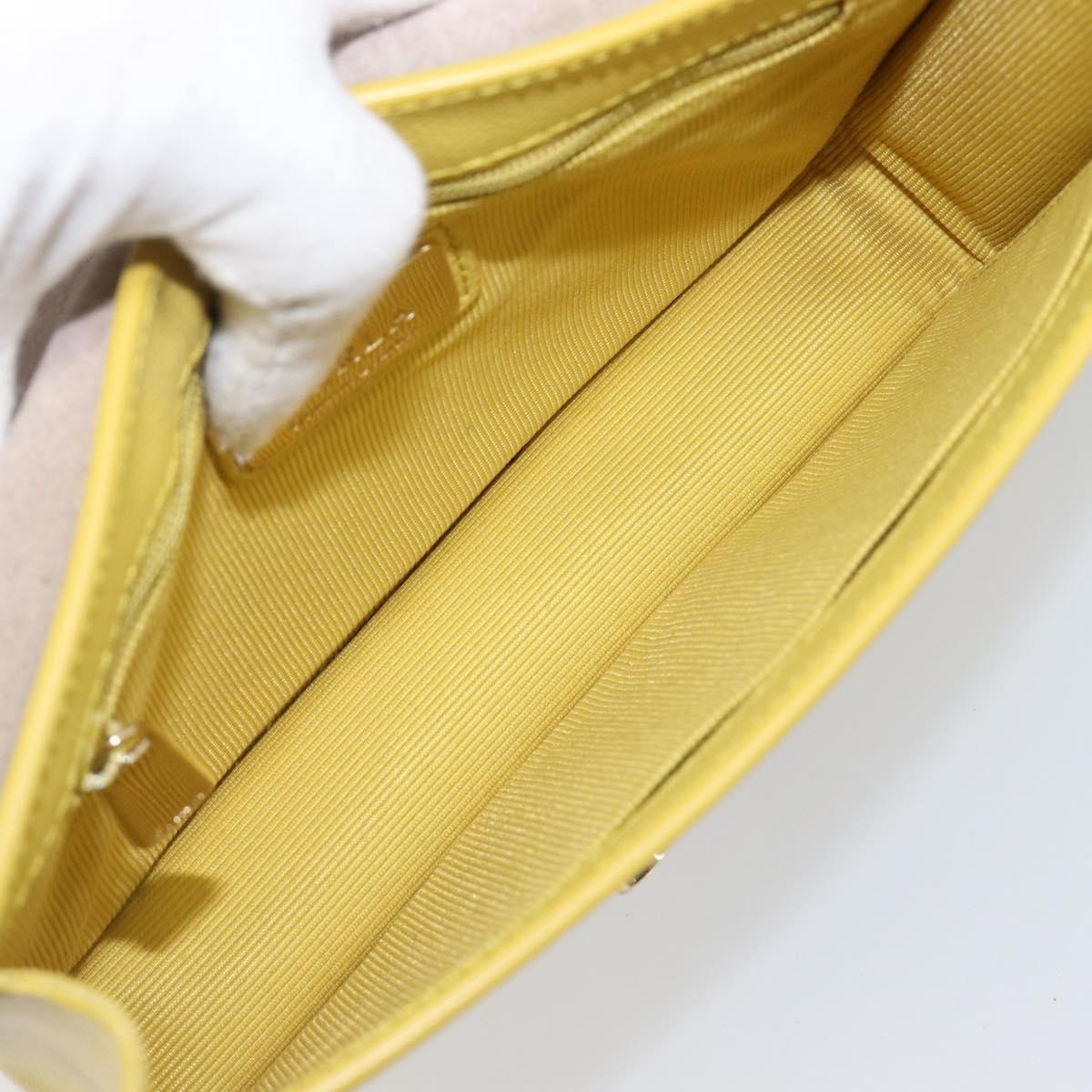 FURLA Shoulder Bag Leather Yellow Gold Auth 199917A