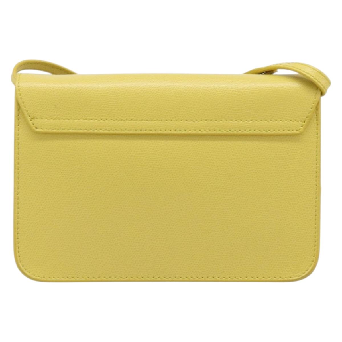 FURLA Shoulder Bag Leather Yellow Gold Auth 199917A