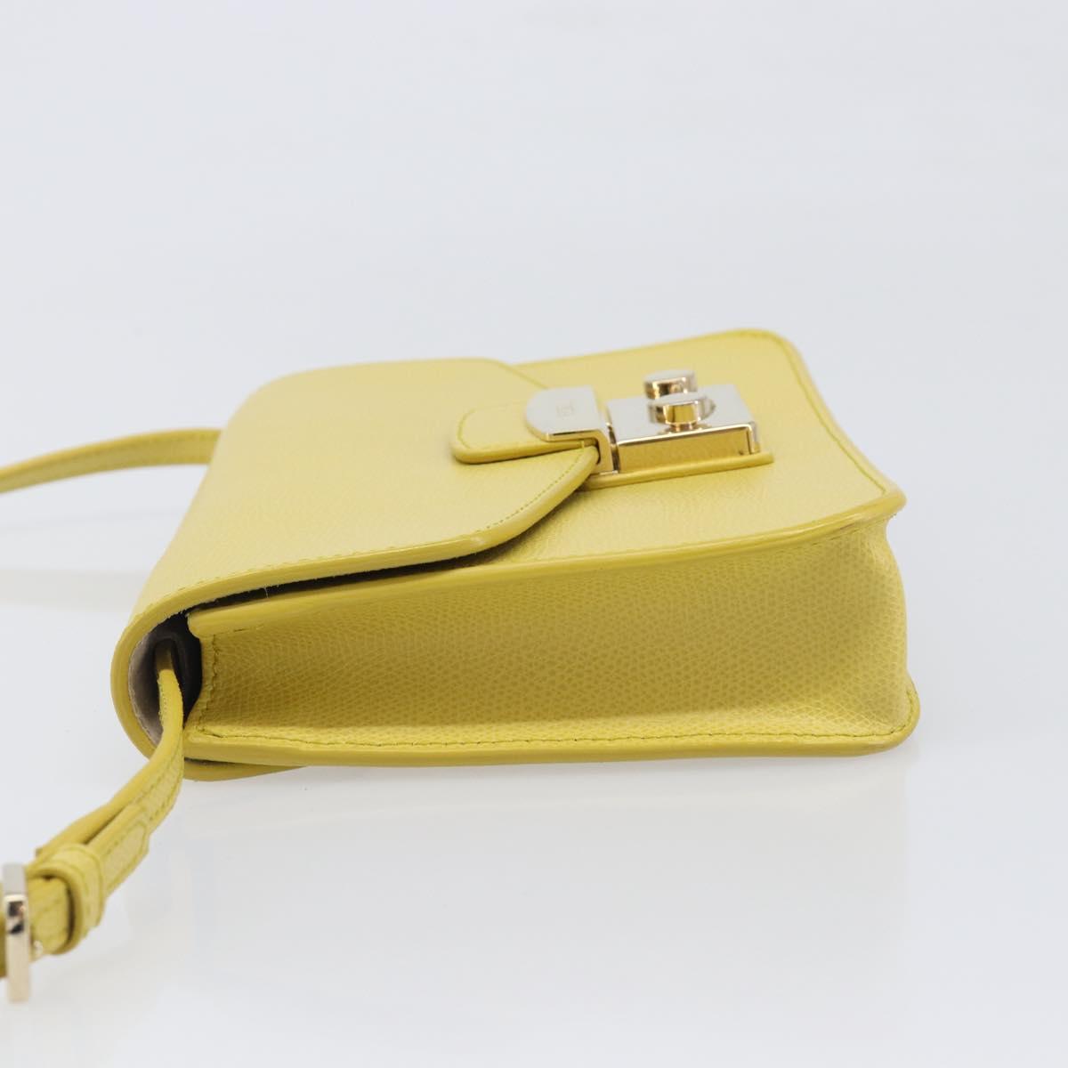 FURLA Shoulder Bag Leather Yellow Gold Auth 199917A