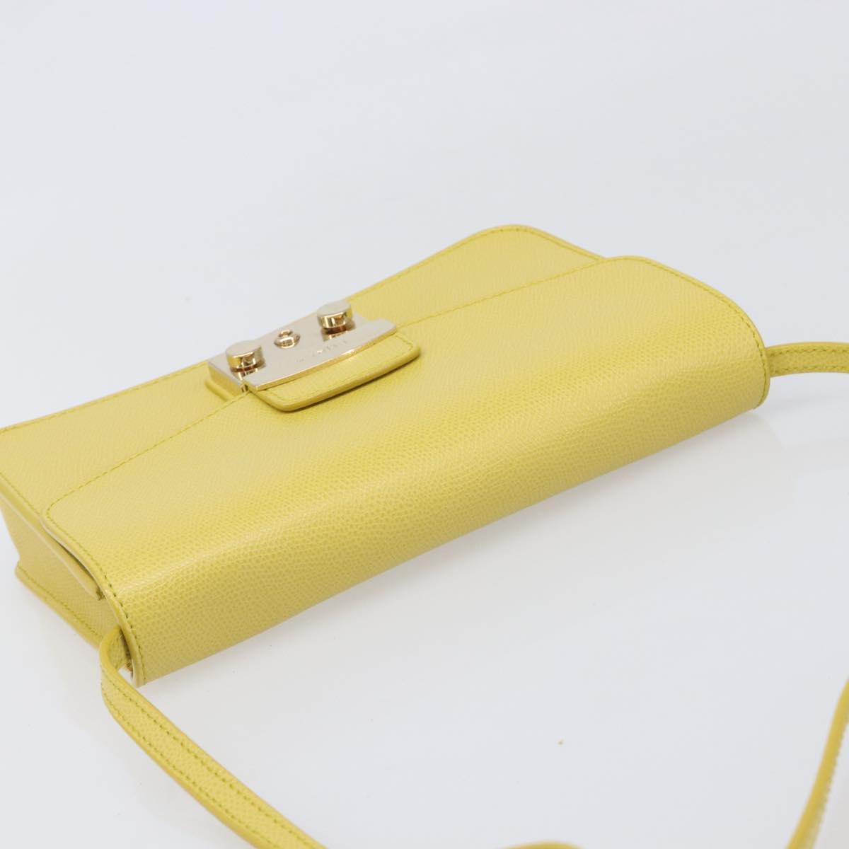 FURLA Shoulder Bag Leather Yellow Gold Auth 199917A