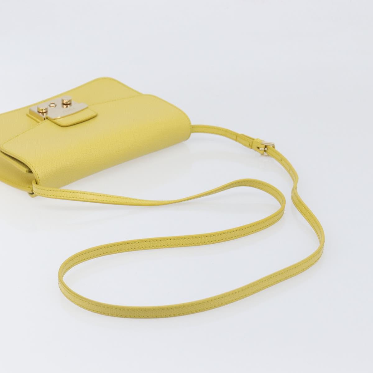 FURLA Shoulder Bag Leather Yellow Gold Auth 199917A