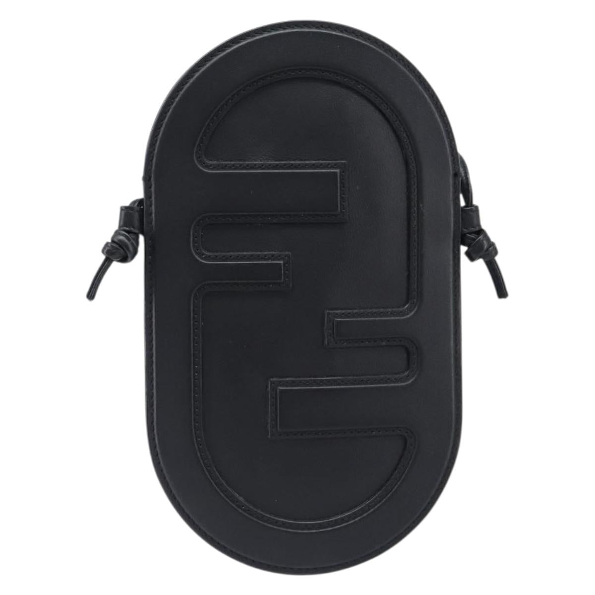 FENDI Shoulder Bag Leather Black Auth 199918A