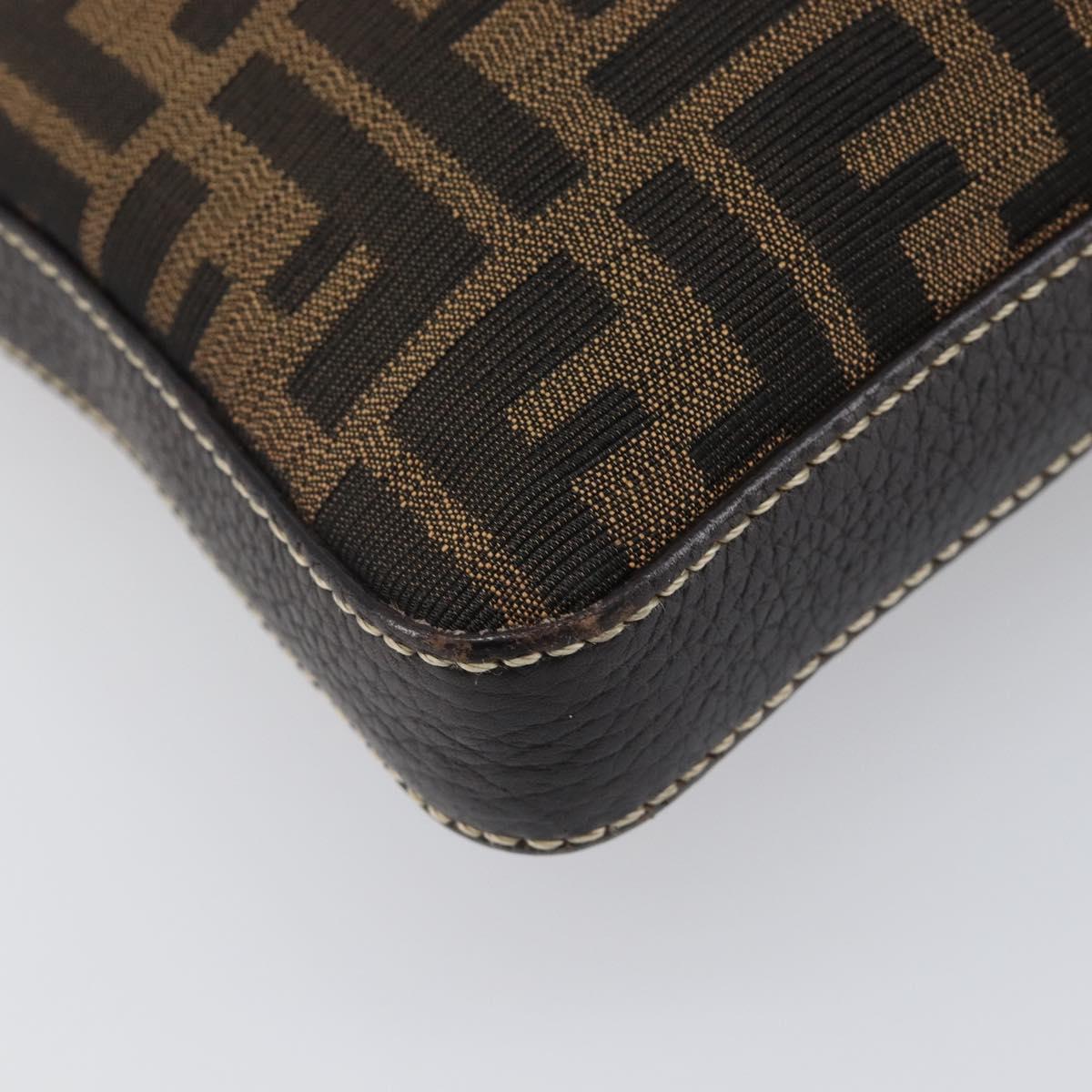 FENDI Zucca Canvas Celeria Shoulder Bag Black Brown Auth 199921A