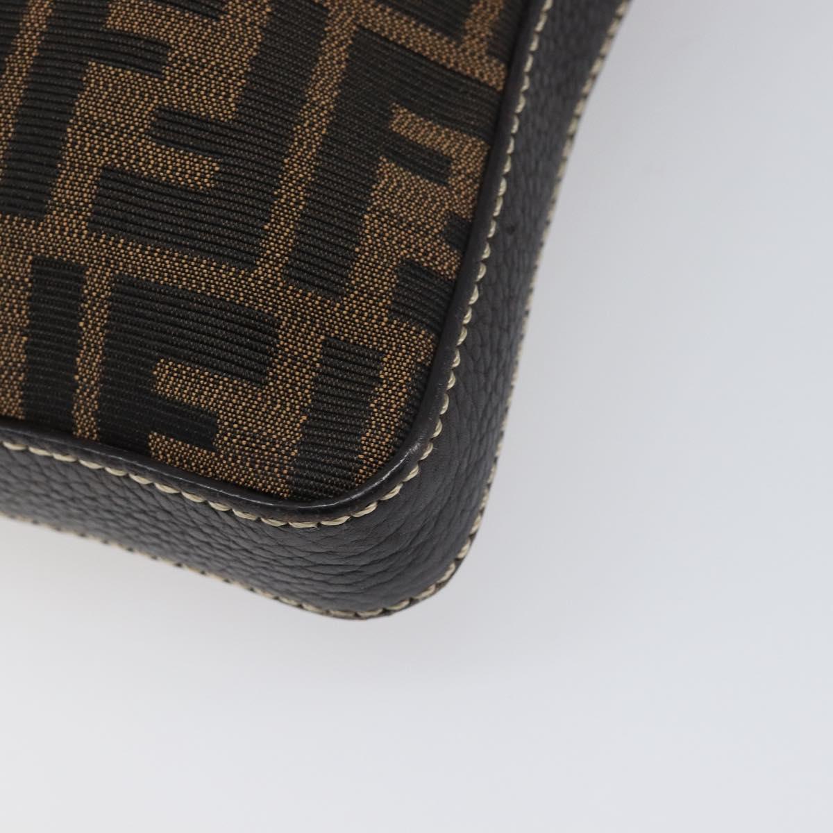 FENDI Zucca Canvas Celeria Shoulder Bag Black Brown Auth 199921A