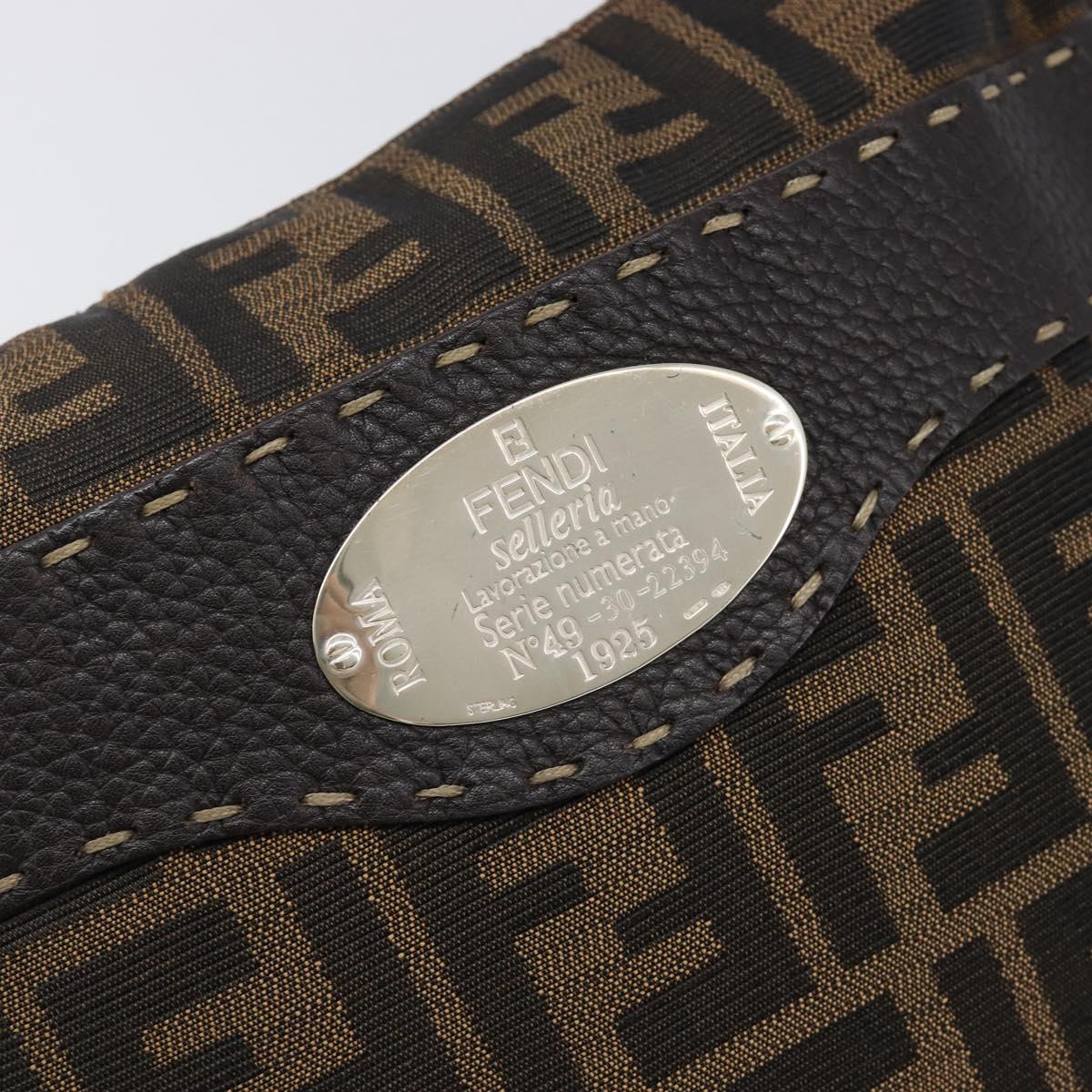 FENDI Zucca Canvas Celeria Shoulder Bag Black Brown Auth 199921A