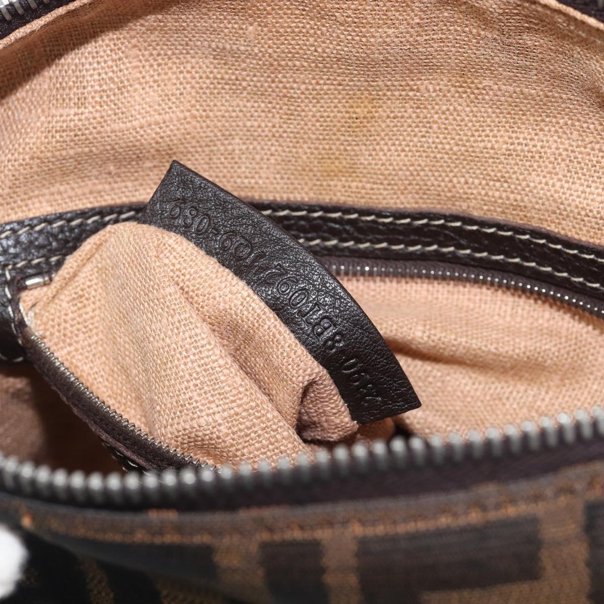 FENDI Zucca Canvas Celeria Shoulder Bag Black Brown Auth 199921A
