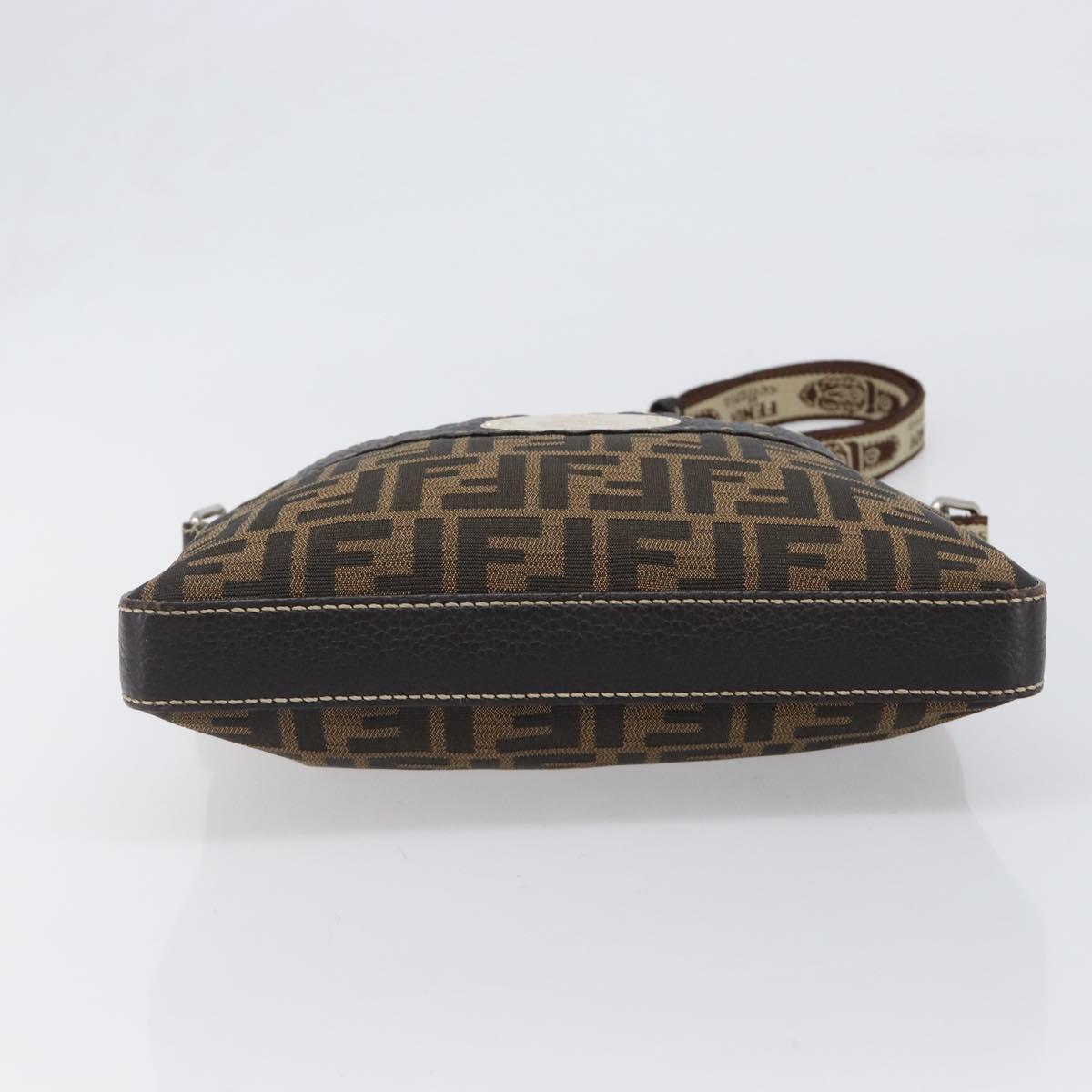 FENDI Zucca Canvas Celeria Shoulder Bag Black Brown Auth 199921A