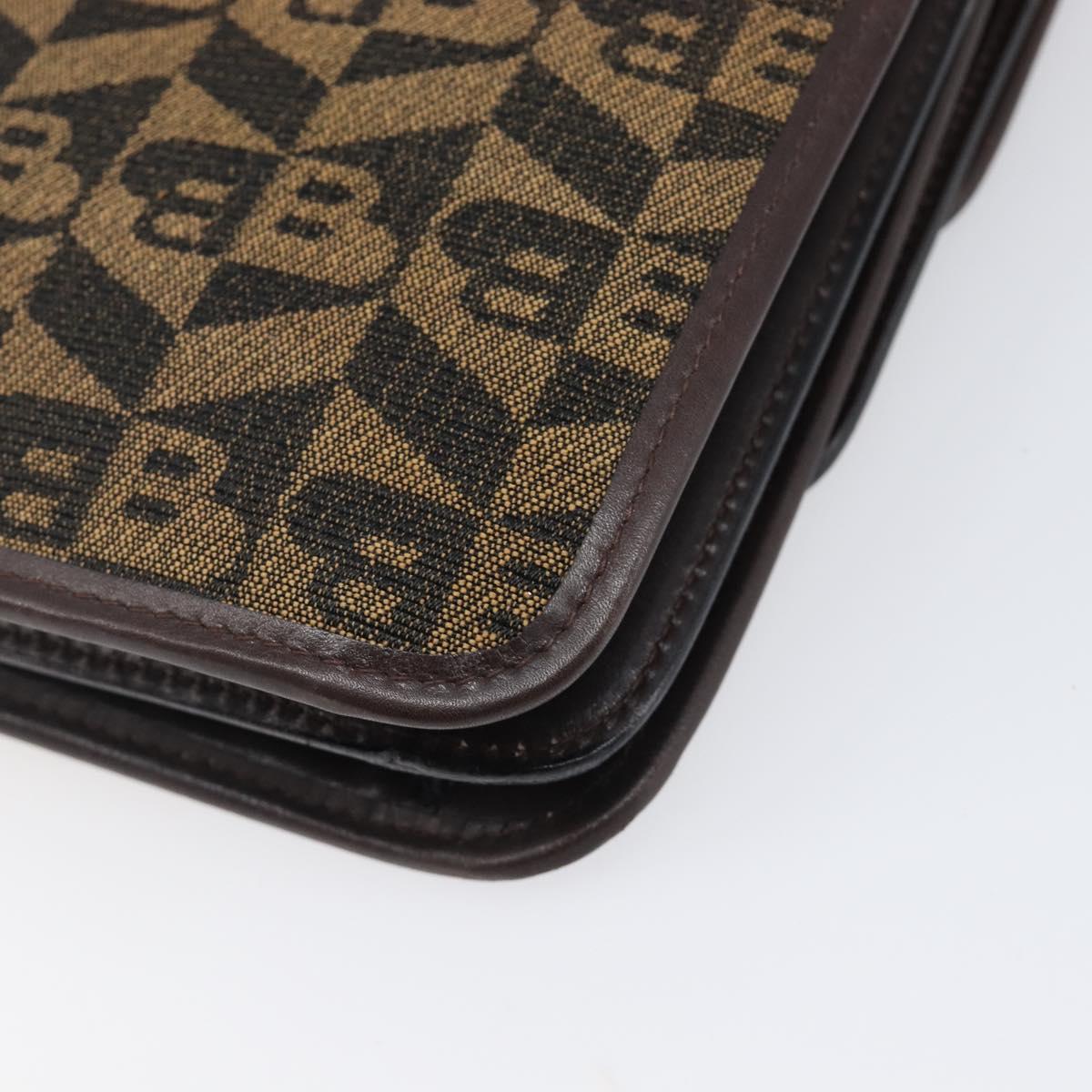BALLY Shoulder Bag Canvas Gold Brown Auth 199922A