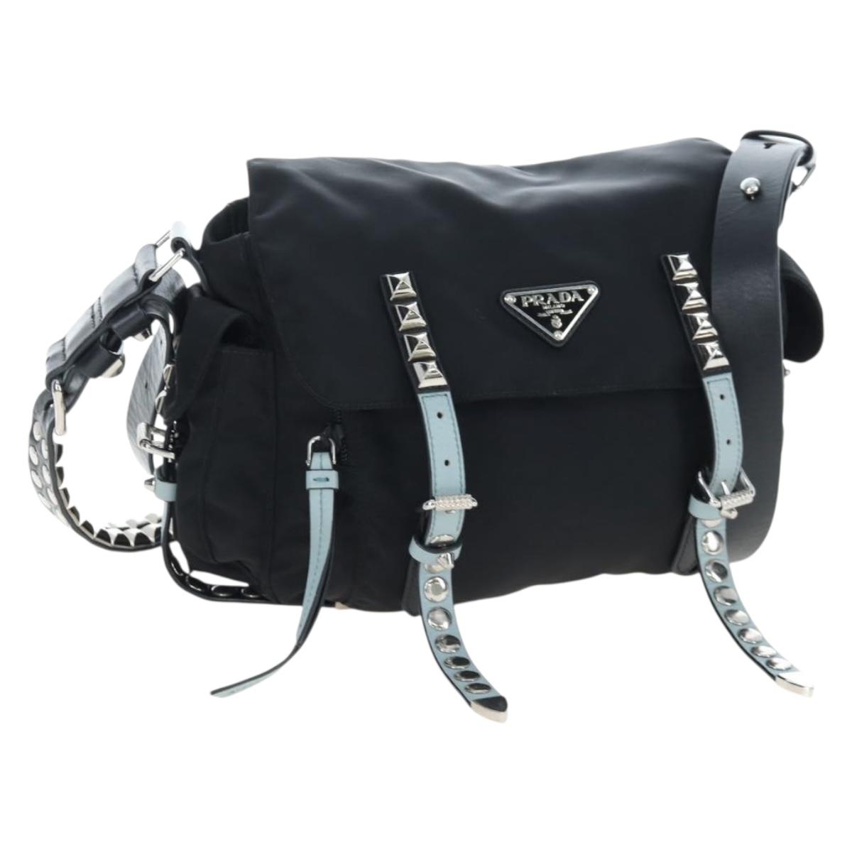 PRADA Shoulder Bag Nylon Black Silver Auth 199923SAM