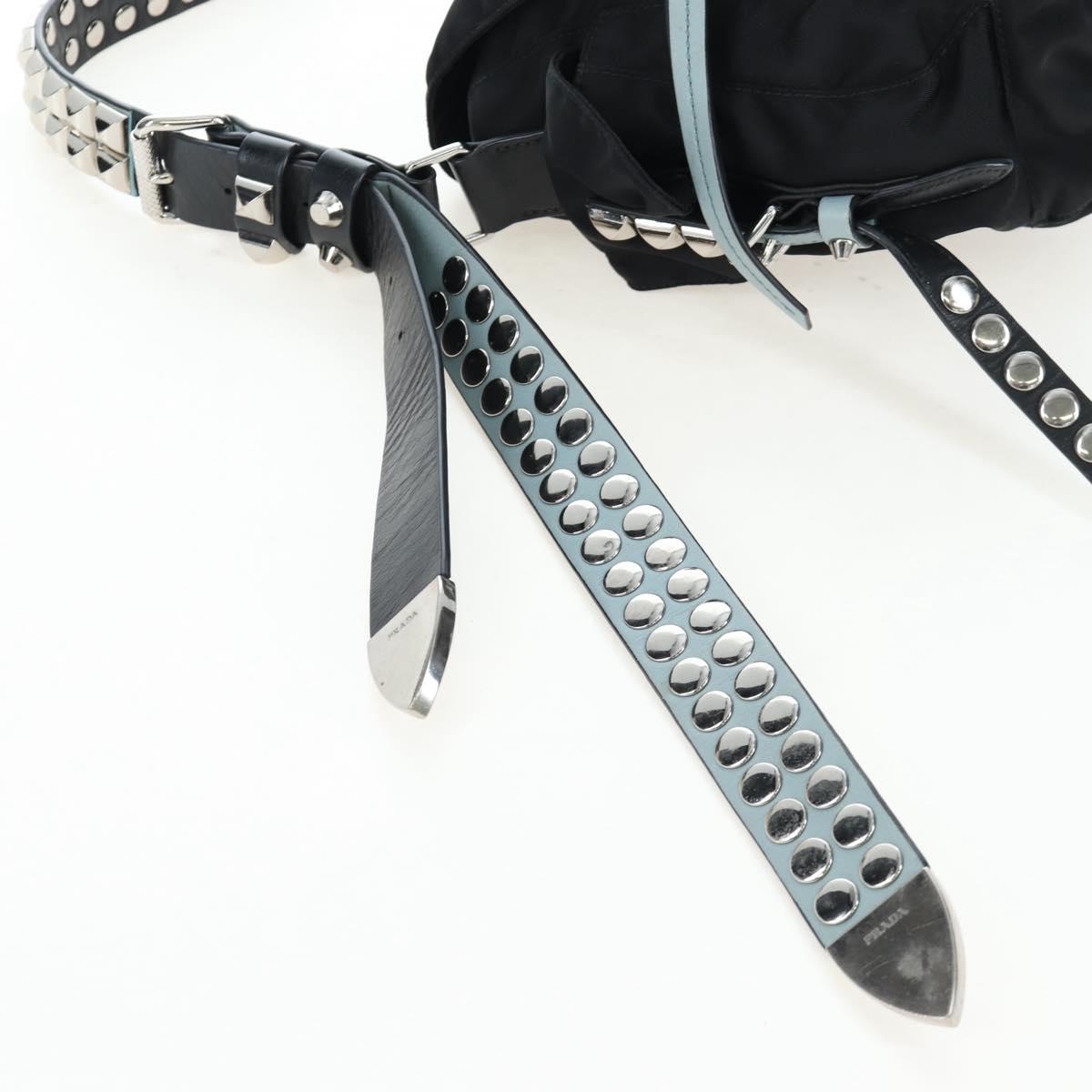 PRADA Shoulder Bag Nylon Black Silver Auth 199923SAM