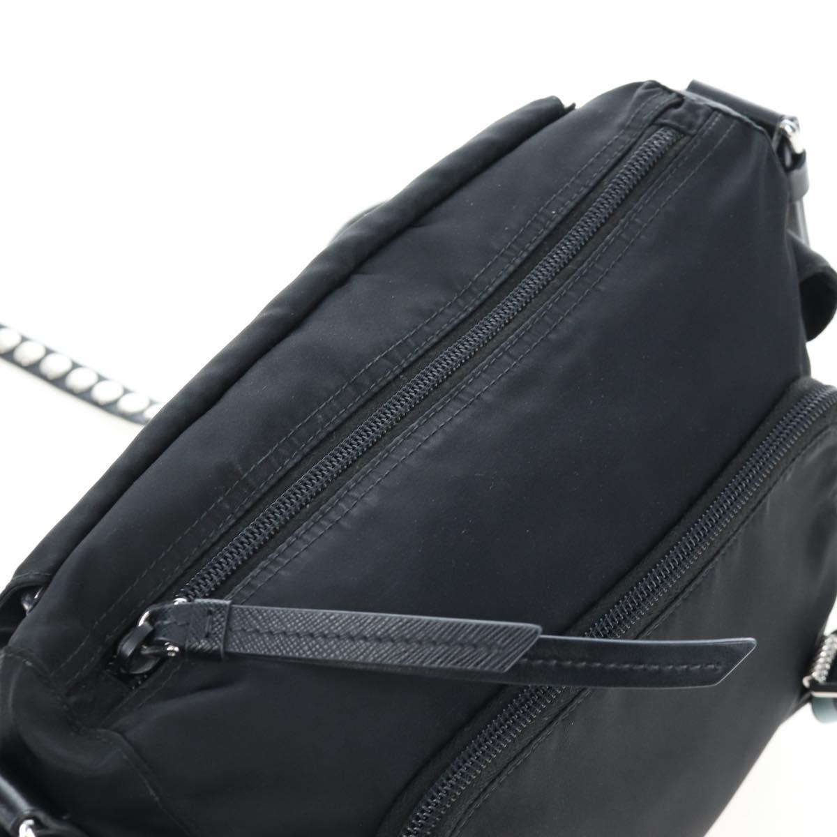 PRADA Shoulder Bag Nylon Black Silver Auth 199923SAM