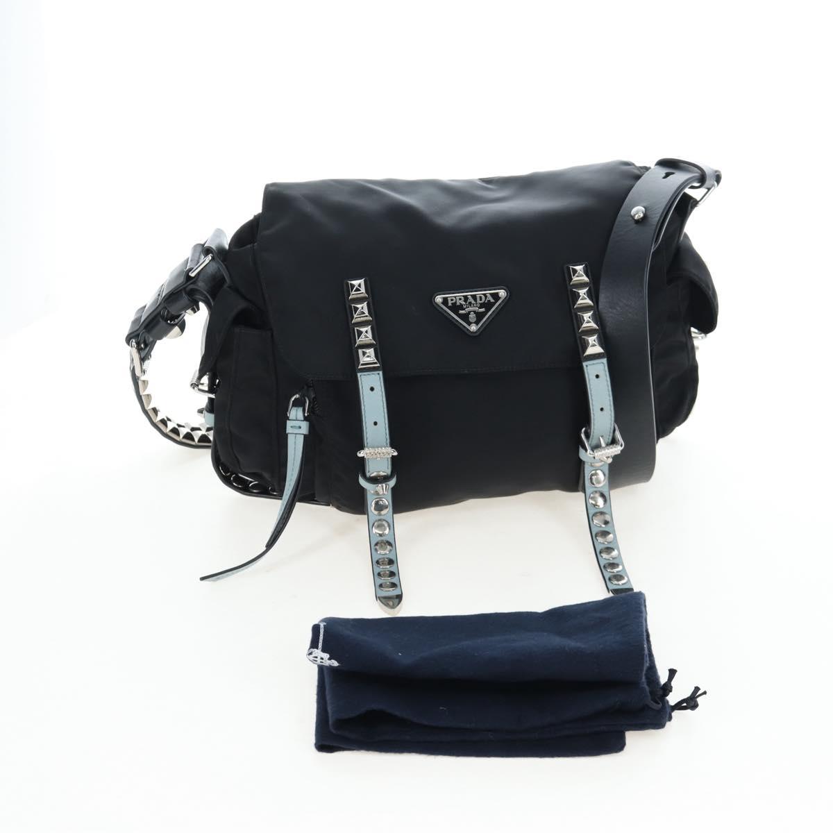 PRADA Shoulder Bag Nylon Black Silver Auth 199923SAM