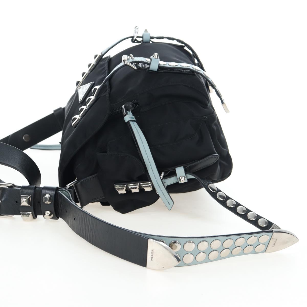 PRADA Shoulder Bag Nylon Black Silver Auth 199923SAM