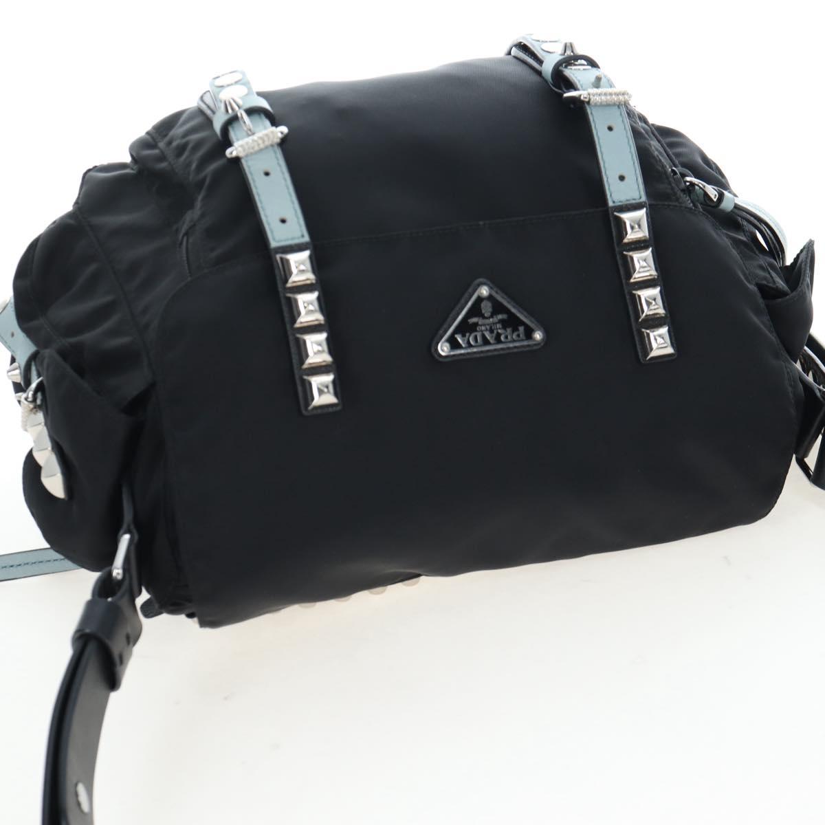 PRADA Shoulder Bag Nylon Black Silver Auth 199923SAM
