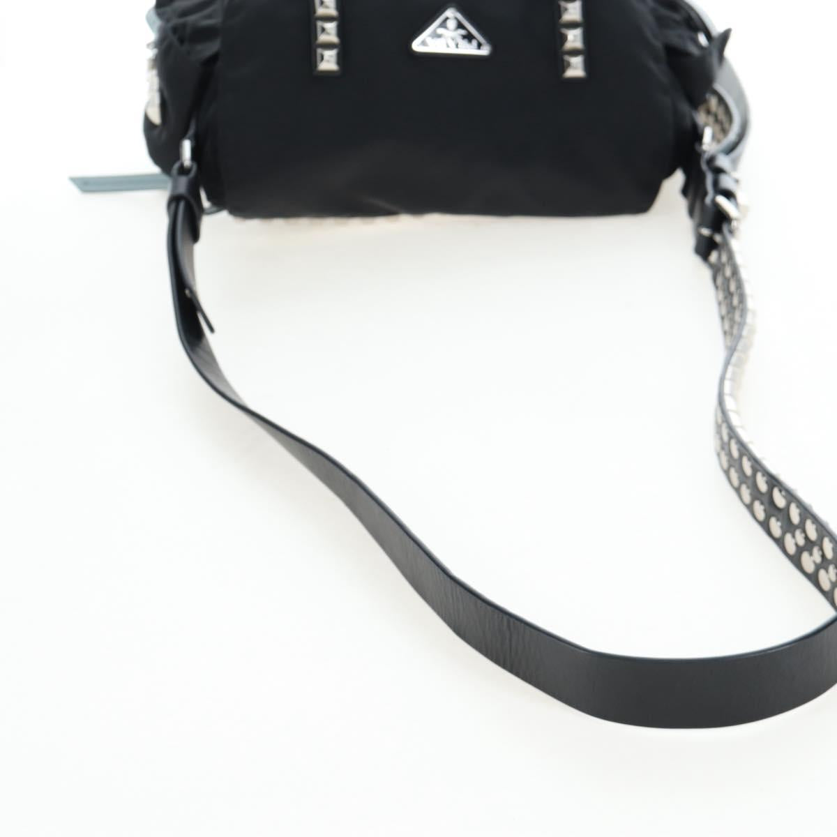 PRADA Shoulder Bag Nylon Black Silver Auth 199923SAM