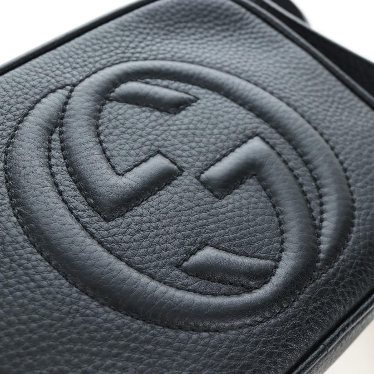 GUCCI Soho Shoulder Bag Leather Black Gold 308364 Auth 199930SAV