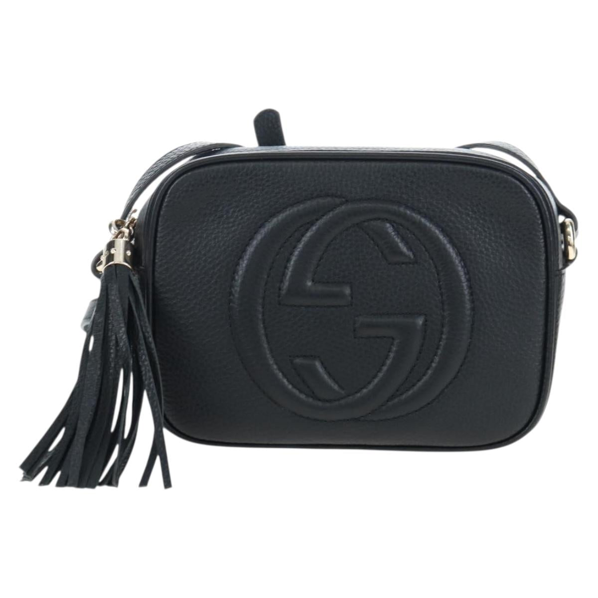 GUCCI Soho Shoulder Bag Leather Black Gold 308364 Auth 199930SAV