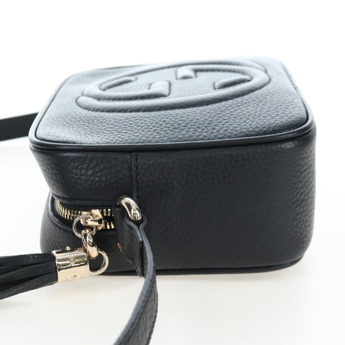 GUCCI Soho Shoulder Bag Leather Black Gold 308364 Auth 199930SAV