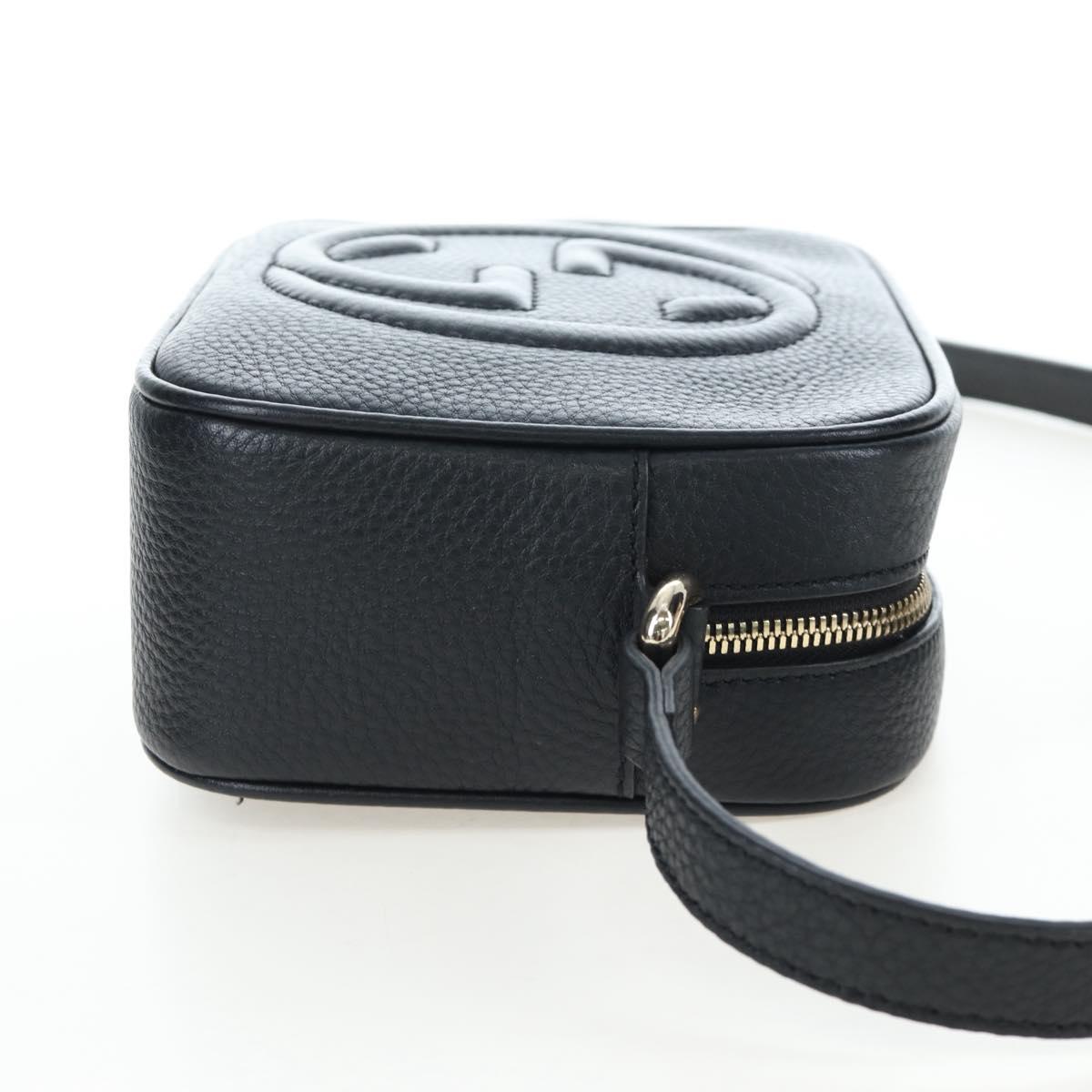 GUCCI Soho Shoulder Bag Leather Black Gold 308364 Auth 199930SAV