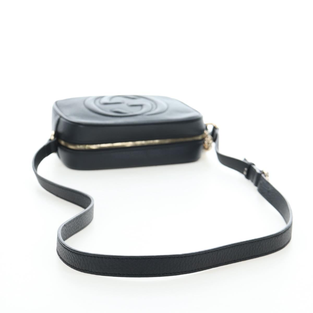 GUCCI Soho Shoulder Bag Leather Black Gold 308364 Auth 199930SAV