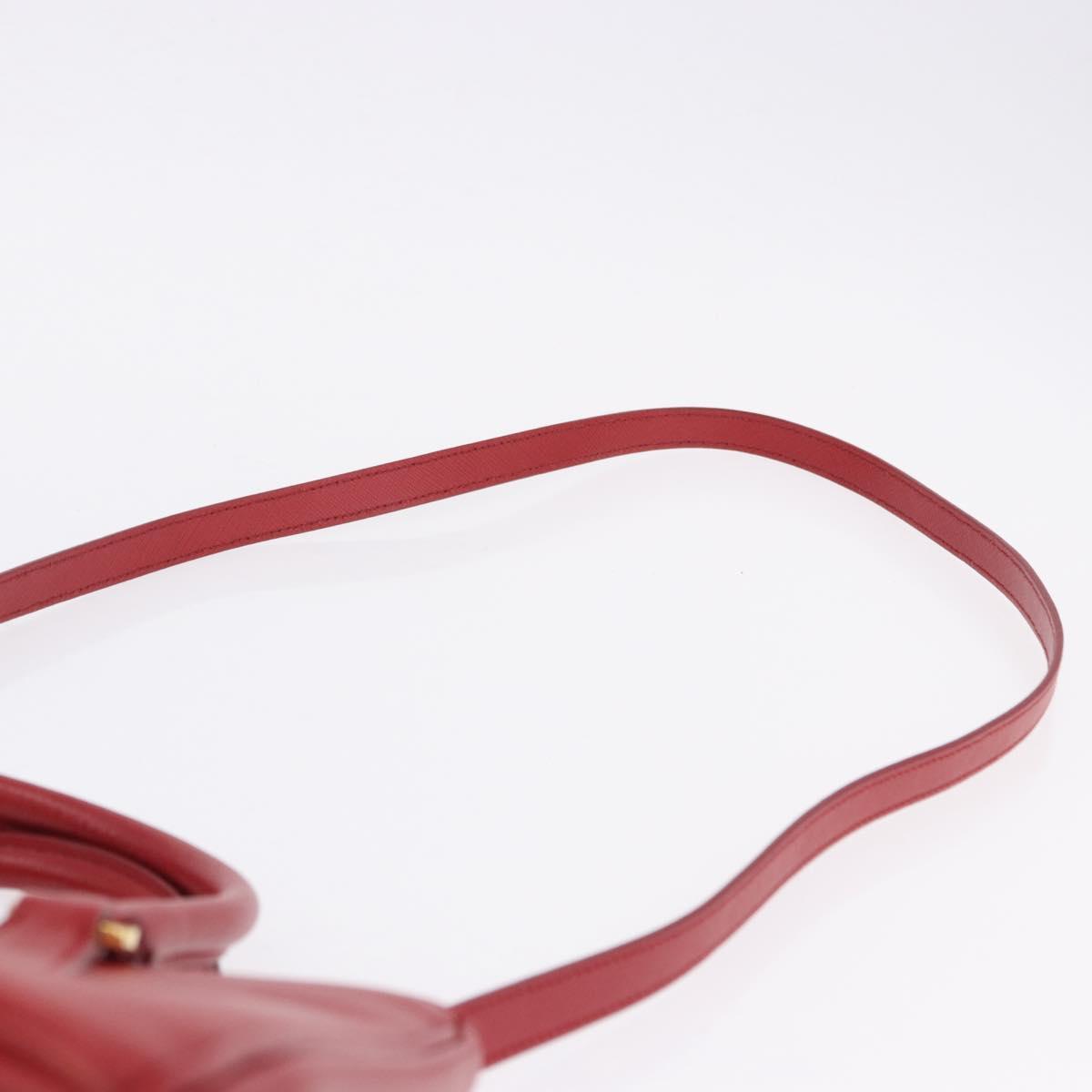 PRADA Galleria Hand Bag Saffiano leather 2way Red Gold Auth 199932V