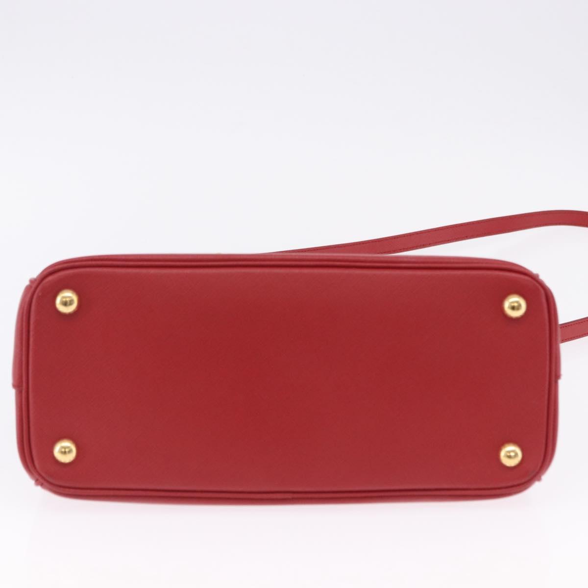 PRADA Galleria Hand Bag Saffiano leather 2way Red Gold Auth 199932V