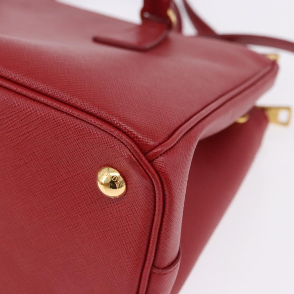 PRADA Galleria Hand Bag Saffiano leather 2way Red Gold Auth 199932V